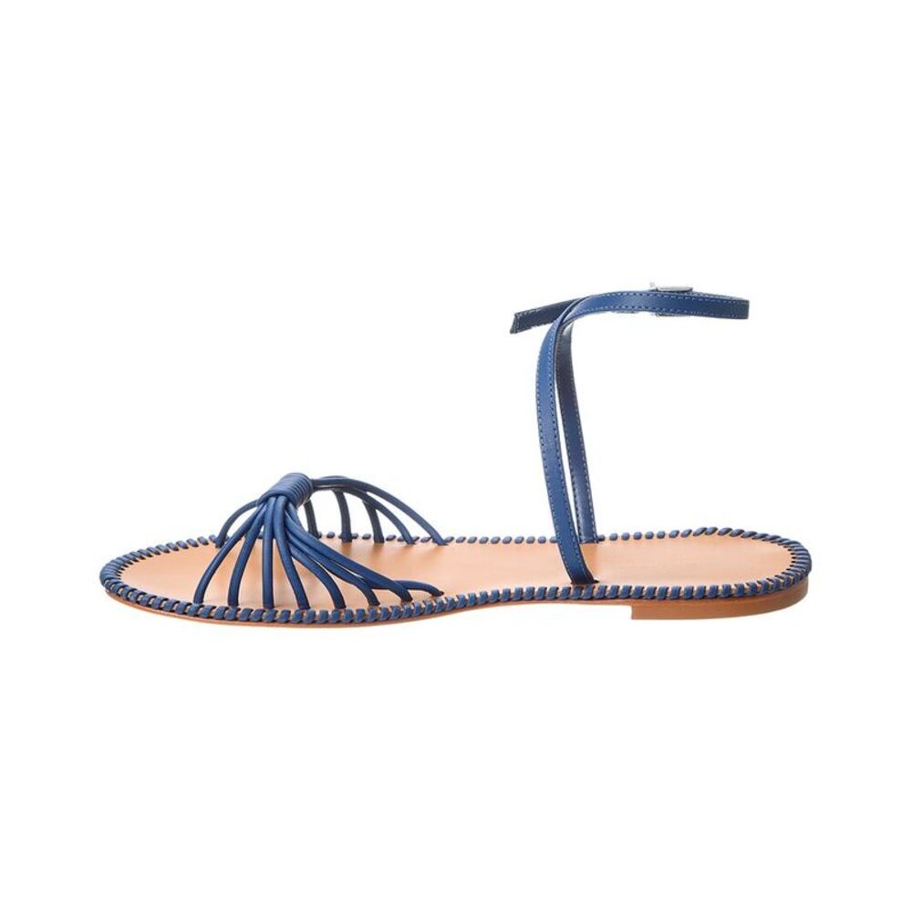 Schutz Livia Leather Flat Sandal, Blue - Picture 2 of 5